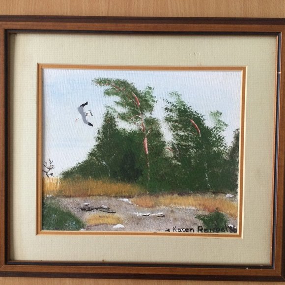 Karen Rempel 86 oil painting Pancake island Georgian Bay small wooden frame - Picture 2 of 4
